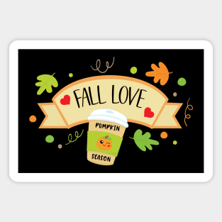 Pumpkin Spice Season Fall Love Autumn Orange Leaves Cute Magnet